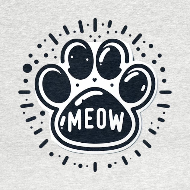 Cat Paw With Meow Text by AhmedPrints